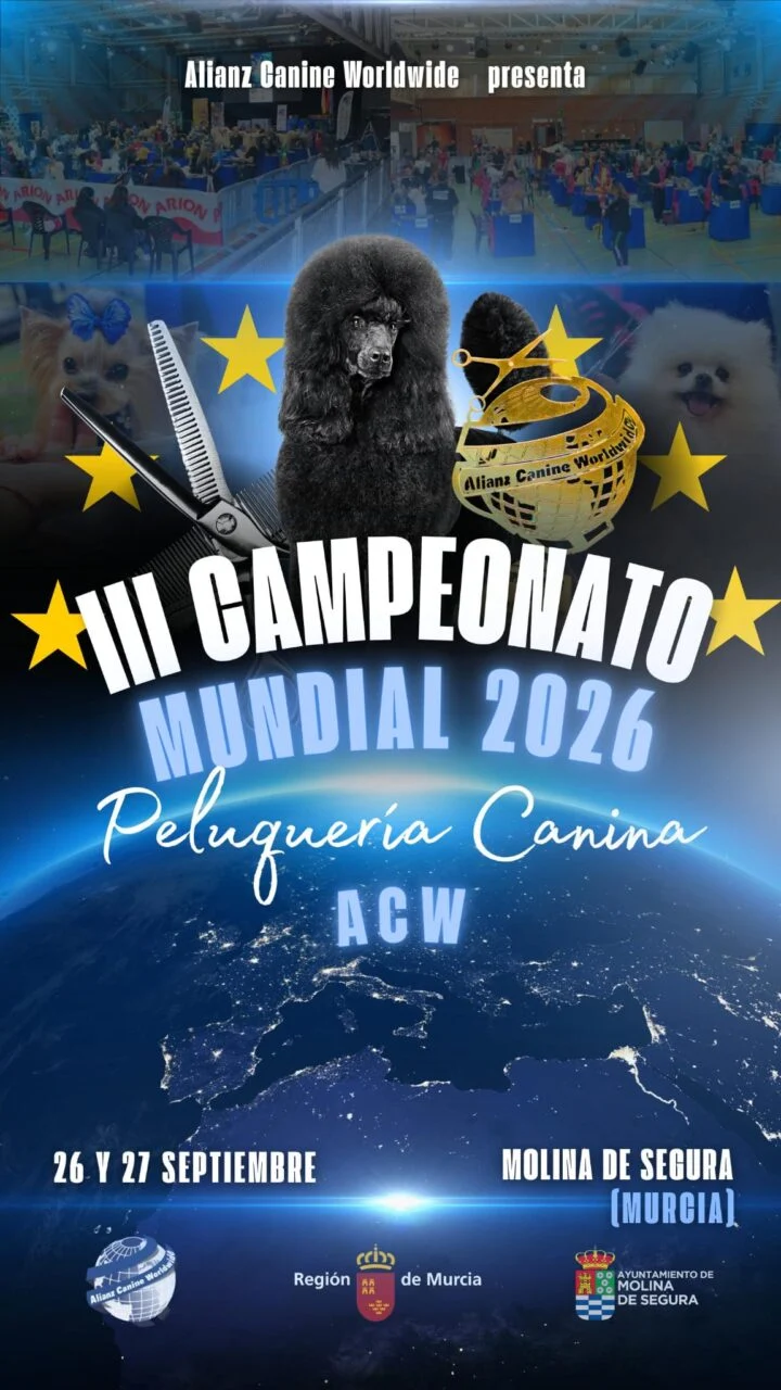 Cartel oficial del III Campeonato Mundial de Peluquería Canina ACW 2026