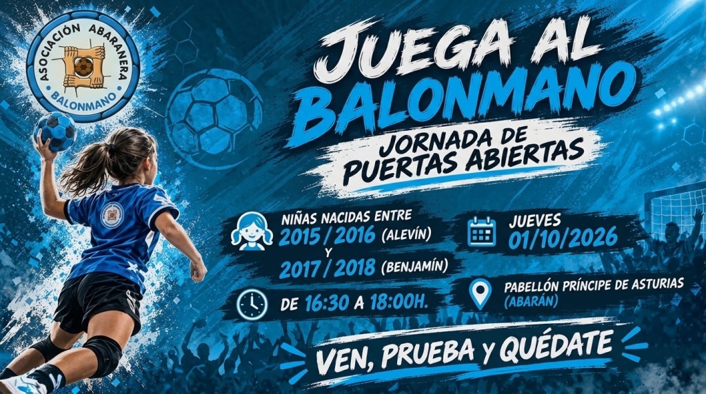 Convocatoria de puertas abiertas de la Asociación Abaranera de Balonmano, difundida por Radio Abarán