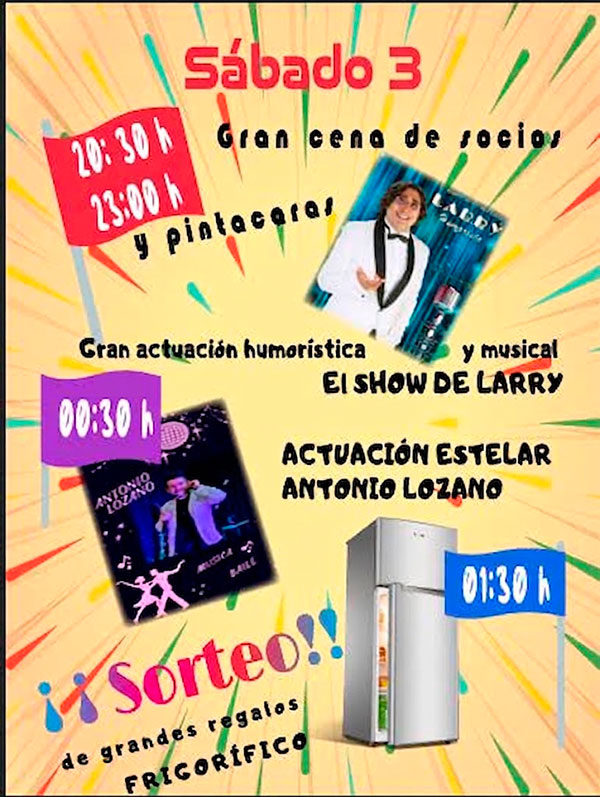 Programa del sábado: cena y actuaciones