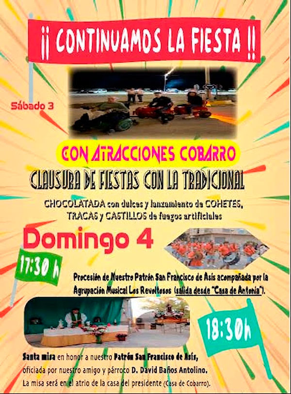 Programa de clausura y actos religiosos del domingo