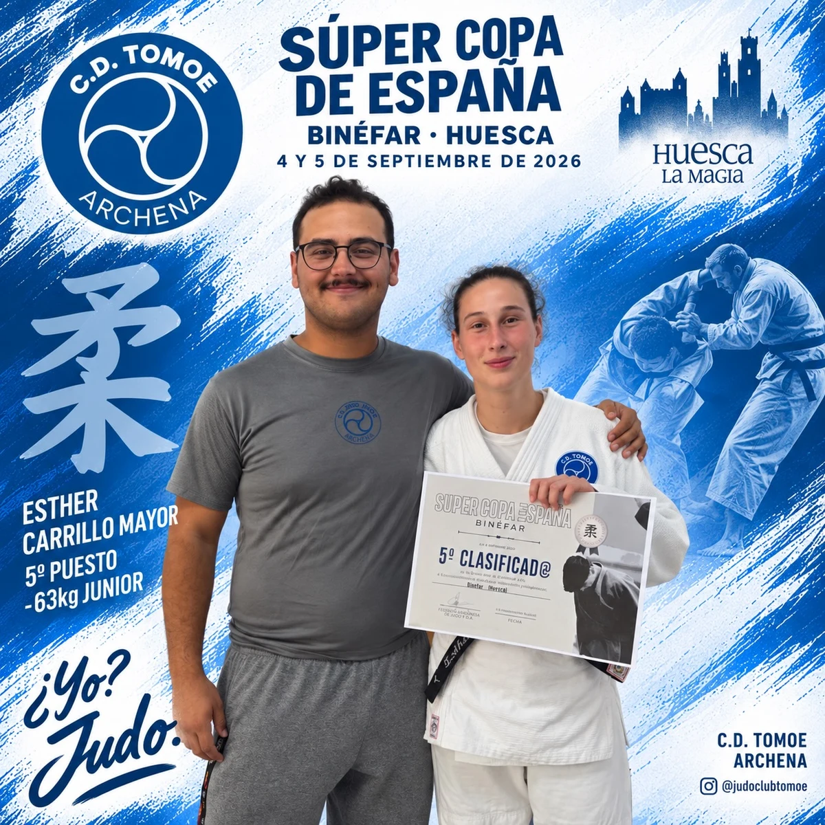 Esther Carrillo Mayor con el diploma de quinto puesto en la Supercopa de España de Binéfar. Foto: C.D. Tomoe Archena / Instagram.