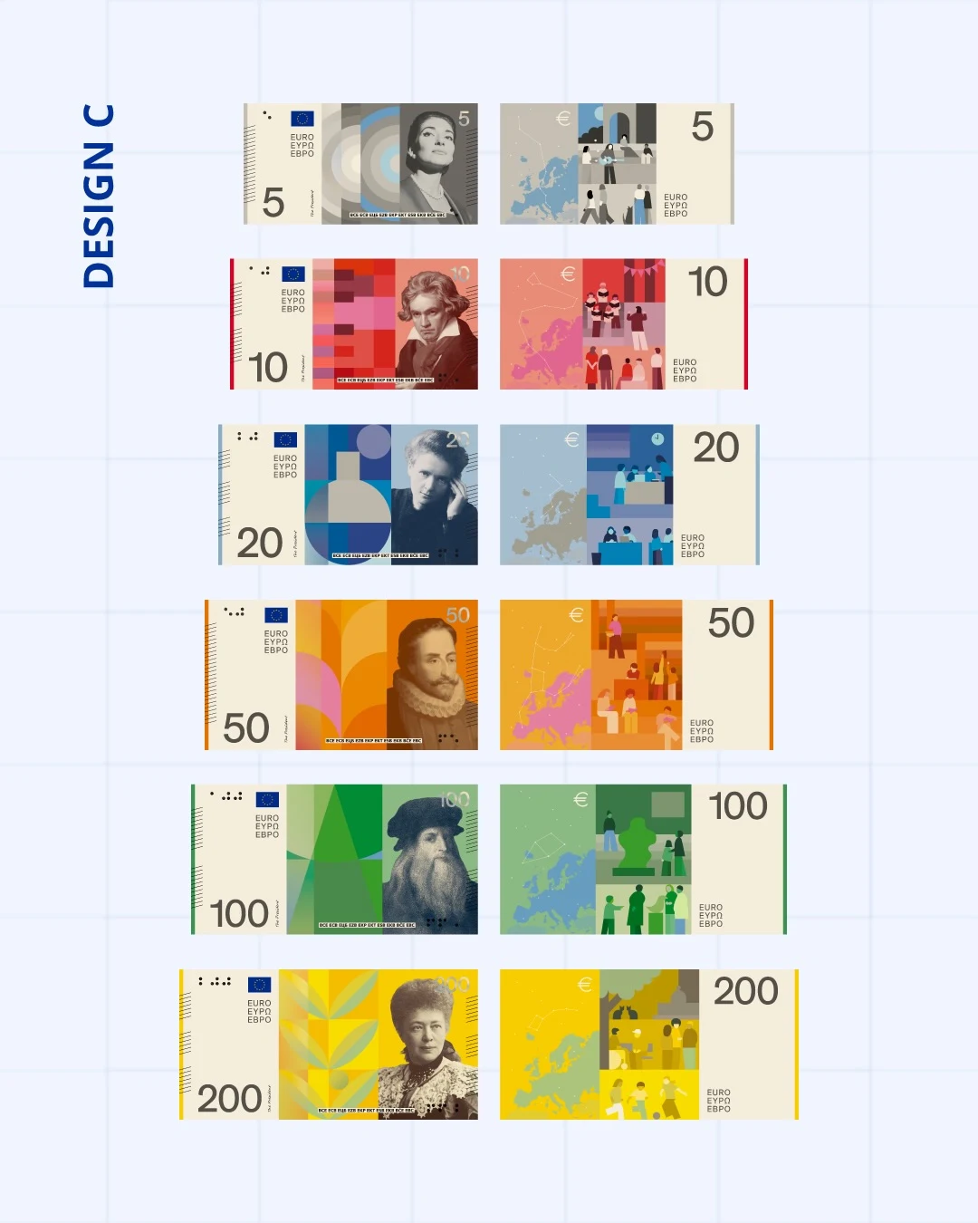 Diseño C para los futuros billetes de euro
